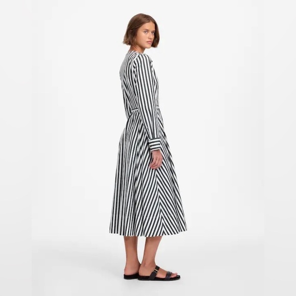 Madewell deep forest Tie-Waist Midi Shirtdress in Stripe - Picture 2 of 4